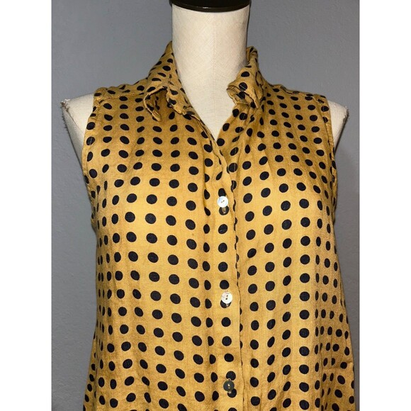 Rosemarine Made in Italy Women’s Linen Polka Dot Shirt Dress size M Sleeveless - Picture 2 of 8